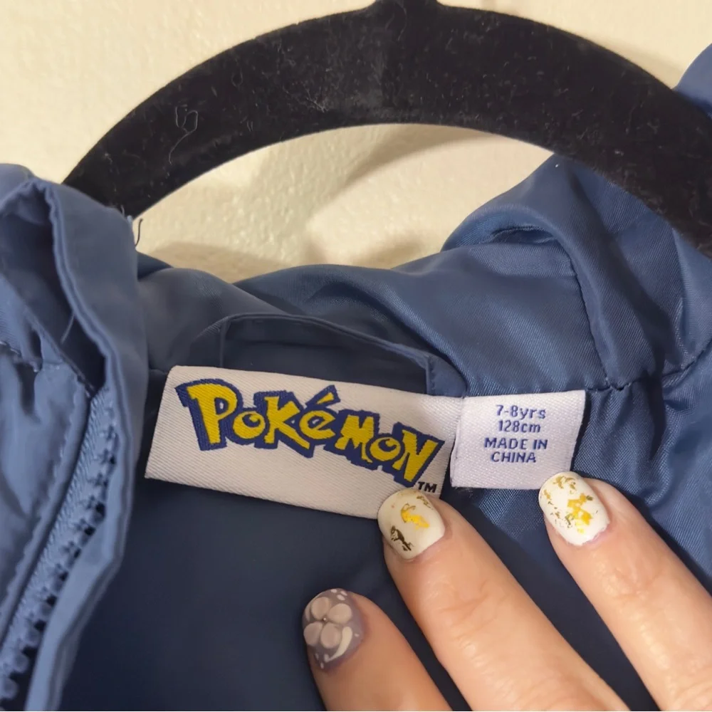 Pokémon Pikachu Navy Blue Hooded Puffer Vest, Size 7/8